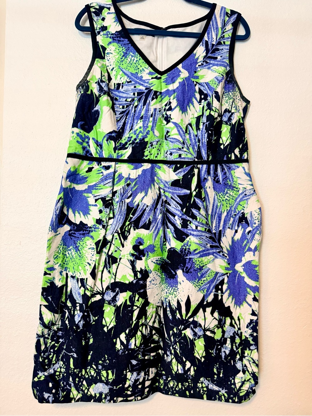Nine West Blue, Black and White Floral Dress